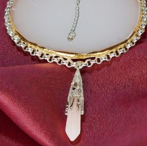 Silver Rose Quartz Enchanted Choker Necklace Magical Girl Y3k New Age Grunge 90s